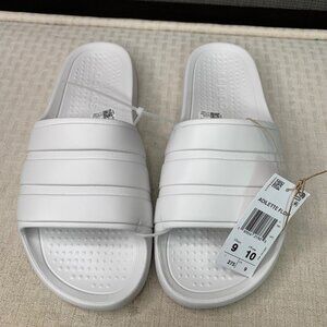 Adidas Adilette Flow Mens Size 9 Womens Size 10 White Slide Sandals unisex